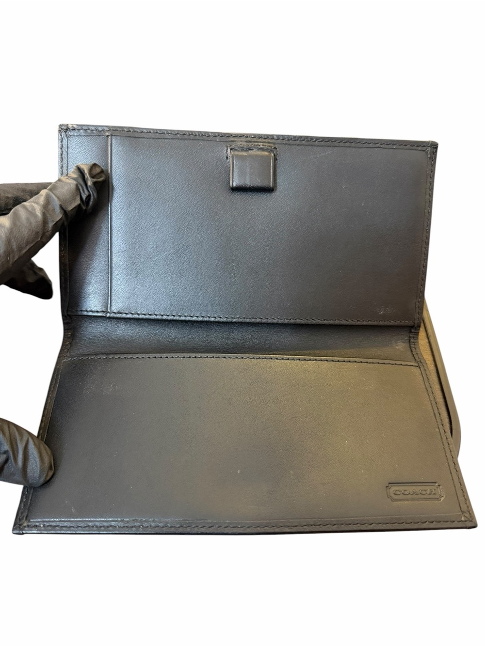 Coach Signature C Black Canvas Checkbook Cover (A565) - Picture 5 of 8